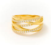 Diamonique Sterling Silver Goldclad Layers of Love Highway Ring, Size 9